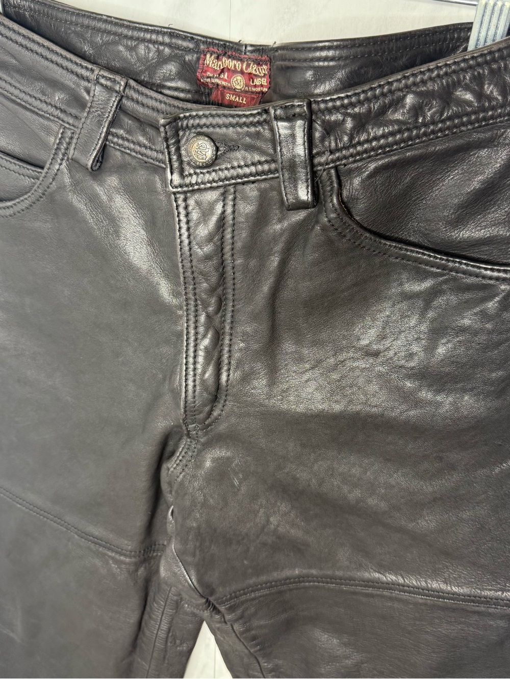 Marlboro Vintage Black Leather Jeans Small - Picture 4 of 7
